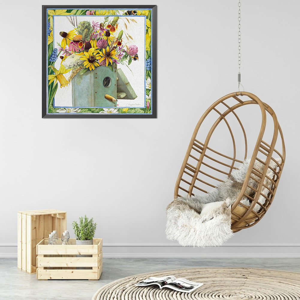 Vase In Frame - 11CT Stamped Cross Stitch 50*50CM