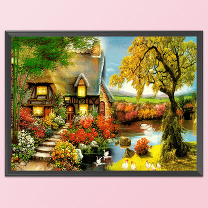 Autumn Cottage - 11CT Stamped Cross Stitch 60*43CM