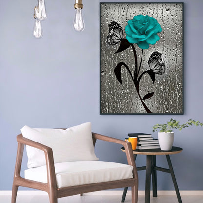 Butterfly Rose - Full Square Drill Diamond Painting 30X40CM