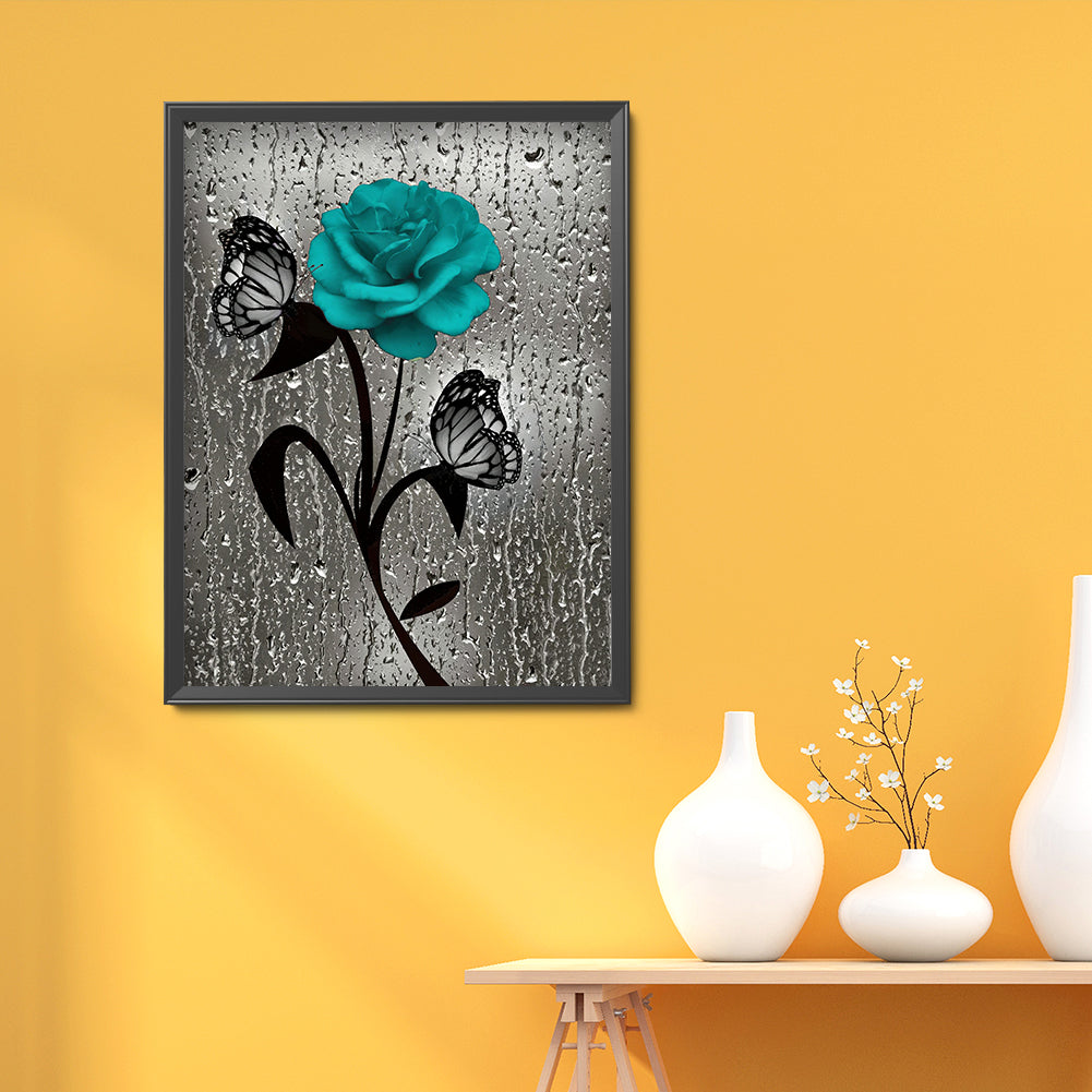 Butterfly Rose - Full Square Drill Diamond Painting 30X40CM