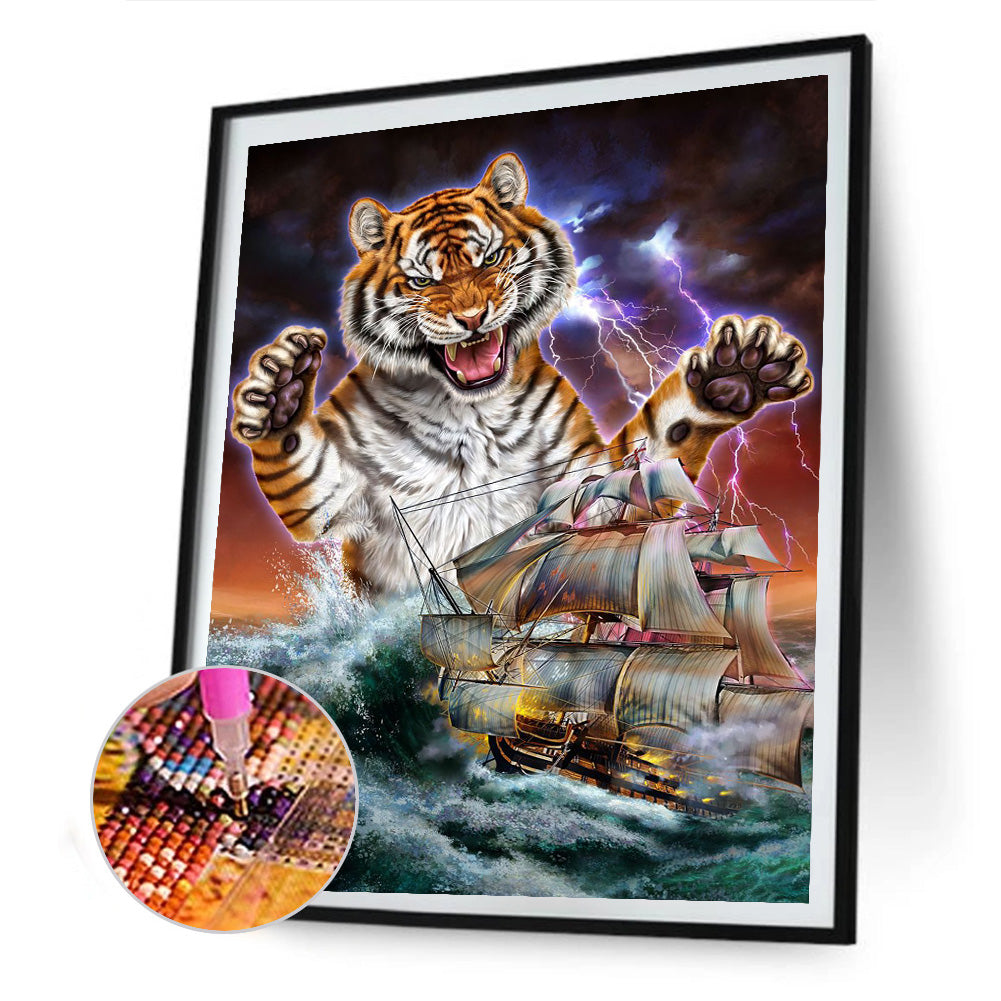 Tiger Kraken - Full Round Drill Diamond Painting 30*40CM