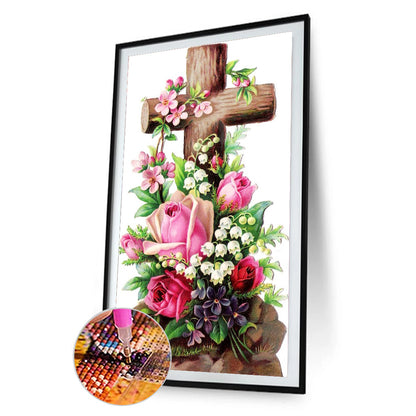 Cross Rose - Full Round Drill Diamond Painting 40*70CM