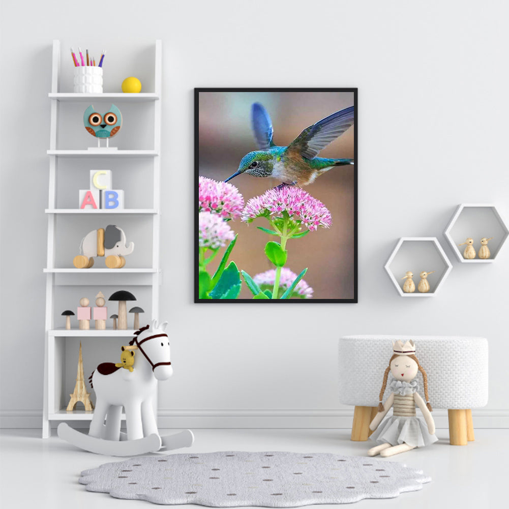Flowers And Hummingbirds - Full Square Drill Diamond Painting 30X40CM