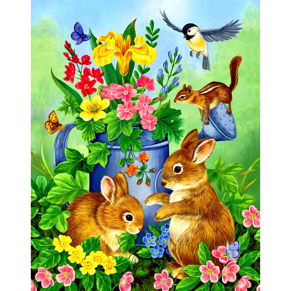 Animals Flowers - Full Square Drill Diamond Painting 30*40CM