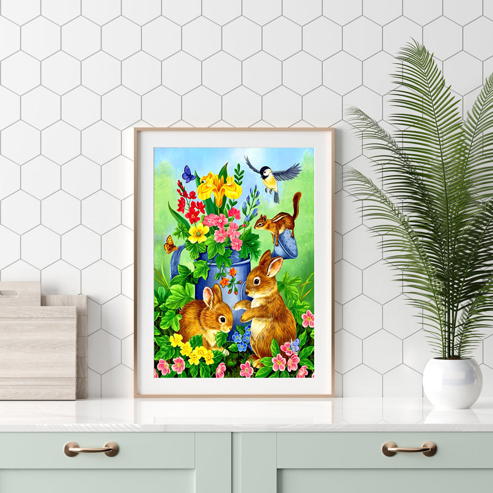 Animals Flowers - Full Square Drill Diamond Painting 30*40CM