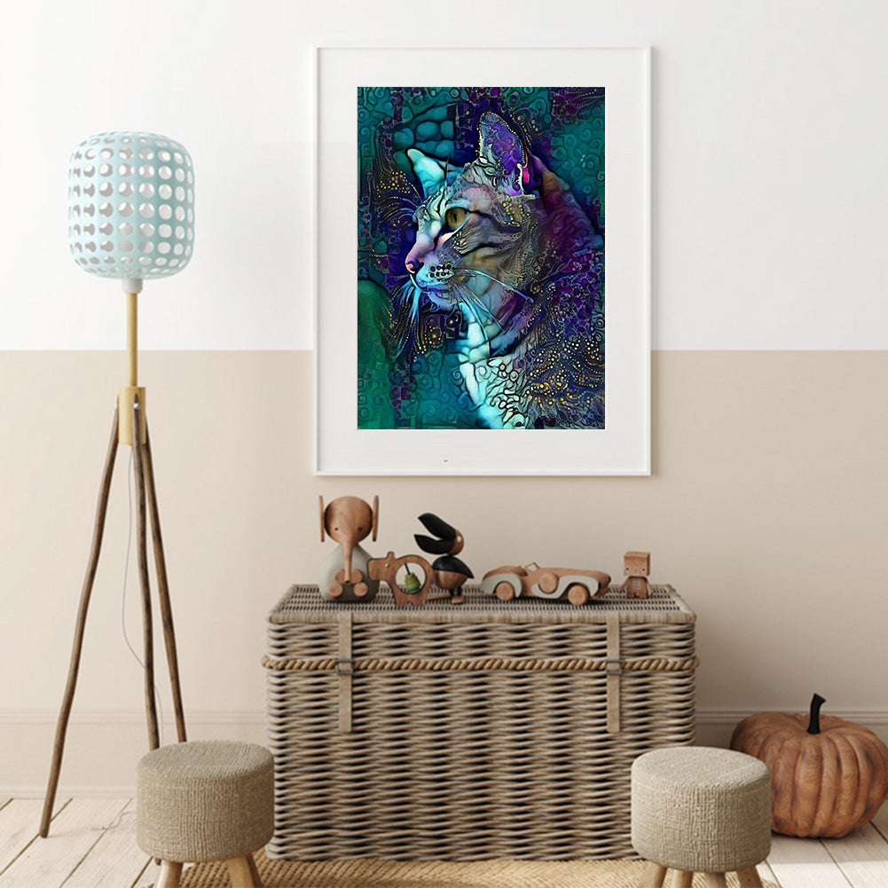 Blue Cat - Full Square Drill Diamond Painting 30*40CM