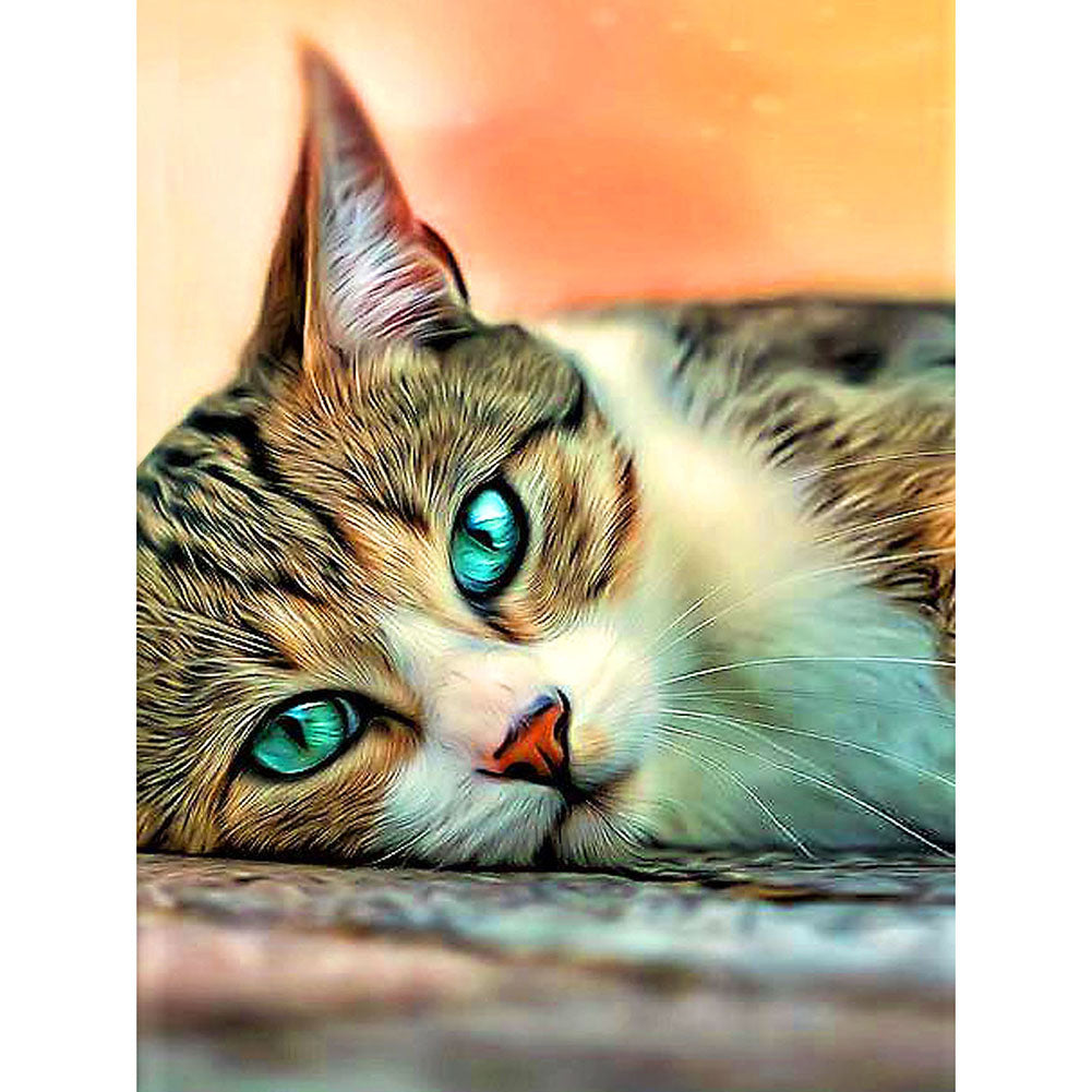 Green Eyed Cat - Full Square Drill Diamond Painting 30*40CM