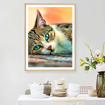 Green Eyed Cat - Full Square Drill Diamond Painting 30*40CM