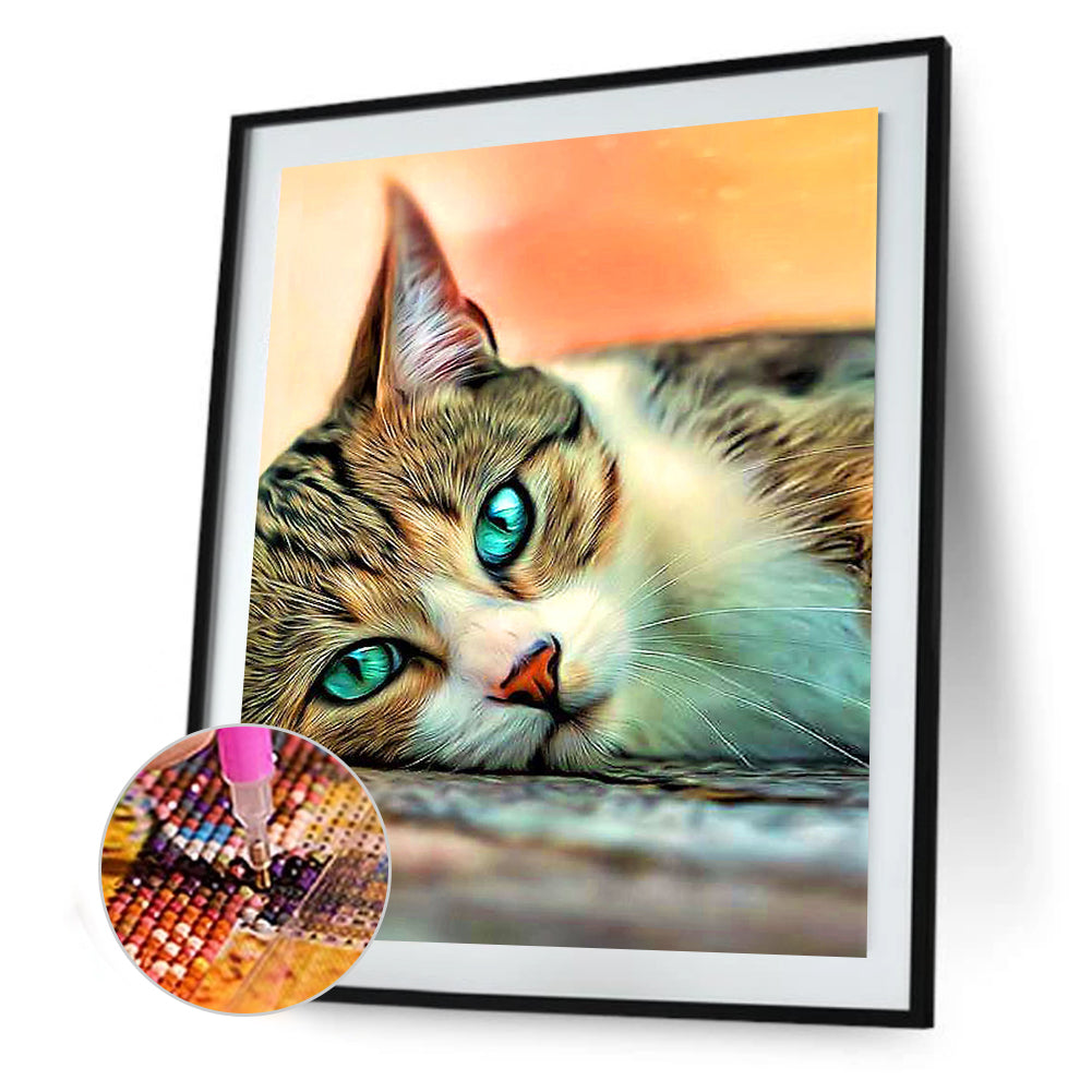 Green Eyed Cat - Full Square Drill Diamond Painting 30*40CM