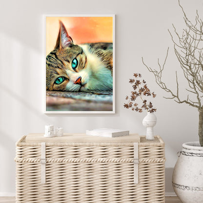 Green Eyed Cat - Full Square Drill Diamond Painting 30*40CM