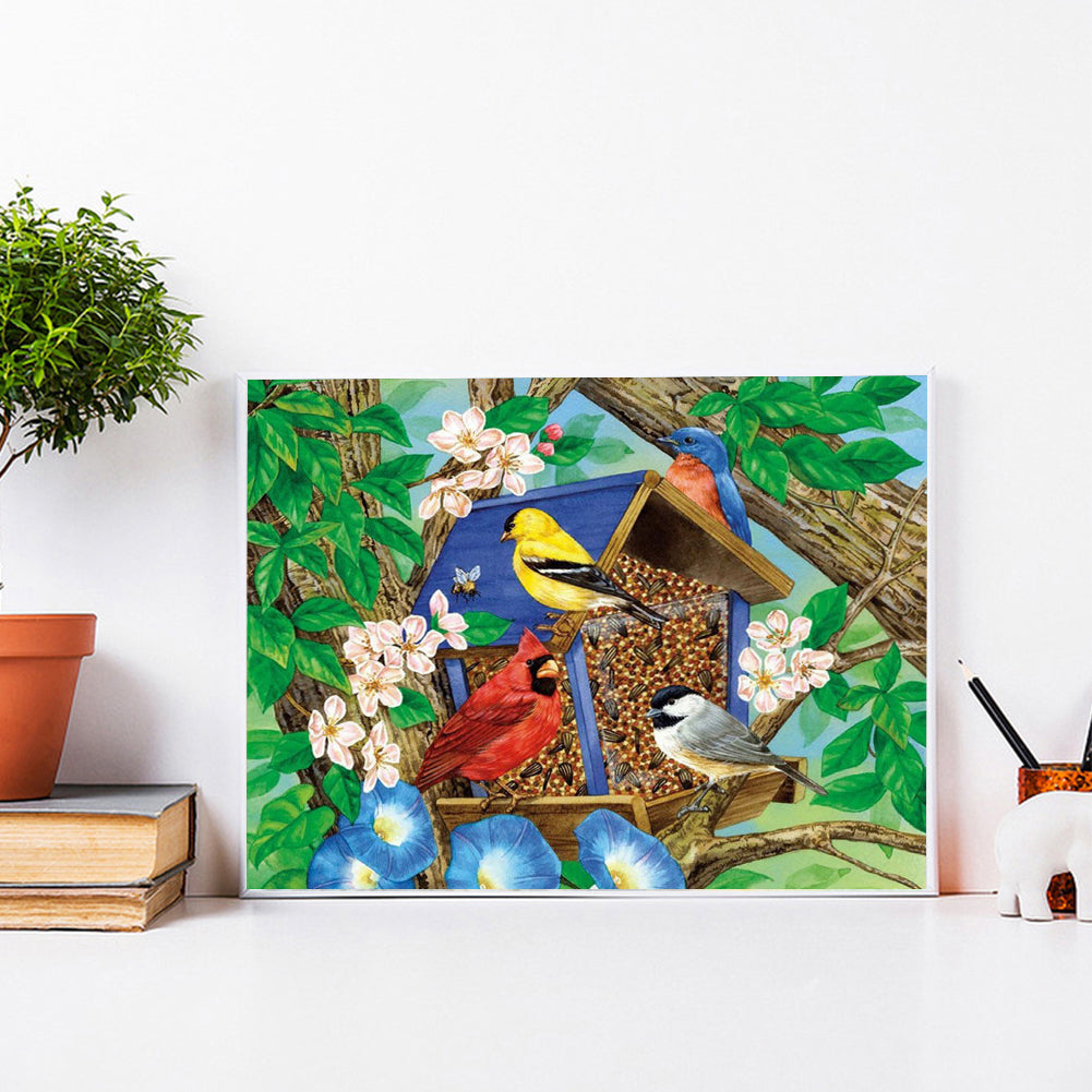 Birds And Flowers - Full Square Drill Diamond Painting 40*30CM