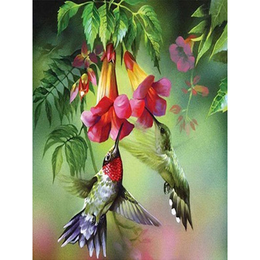 Bird Holding Flower - Full Square Drill Diamond Painting 30*40CM