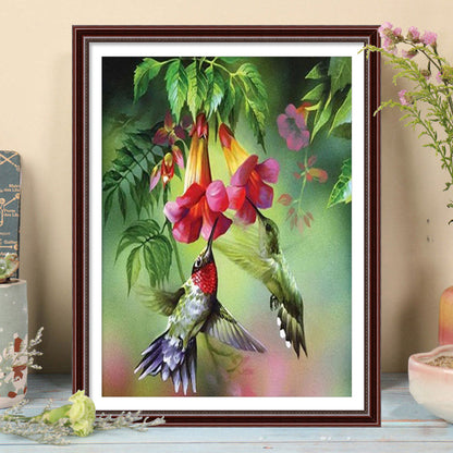 Bird Holding Flower - Full Square Drill Diamond Painting 30*40CM