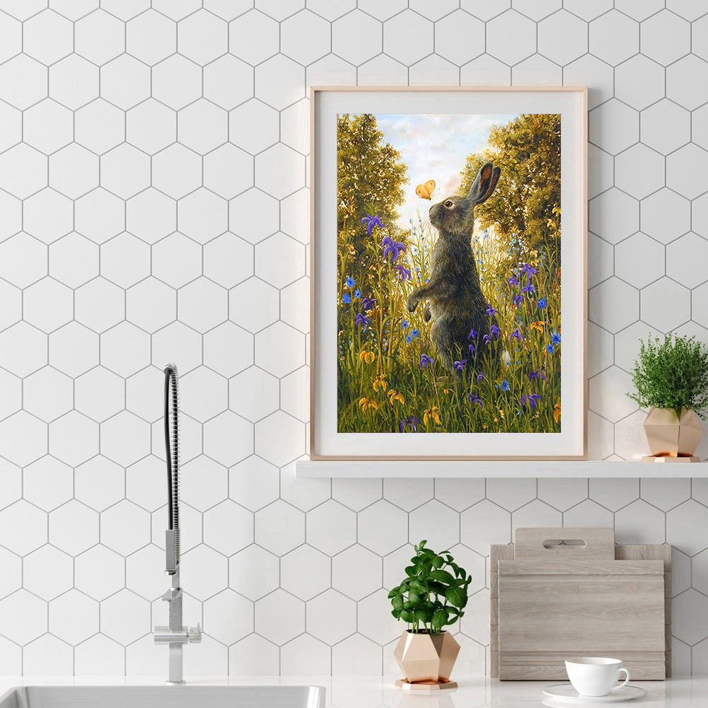 Little Grey Rabbit - Full Square Drill Diamond Painting 30*40CM