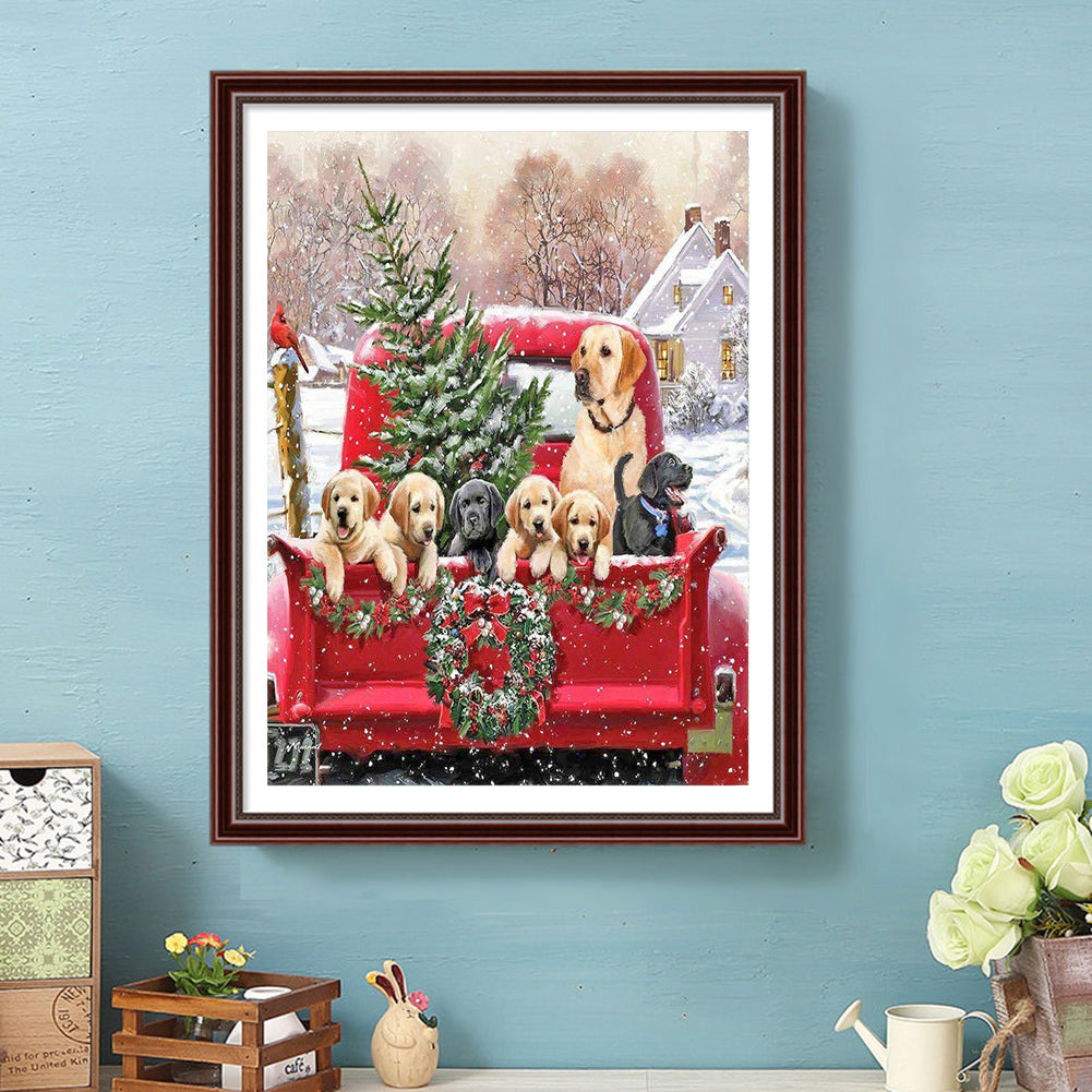 Christmas Puppy - Full Square Drill Diamond Painting 30*40CM