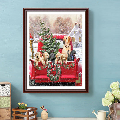 Christmas Puppy - Full Square Drill Diamond Painting 30*40CM