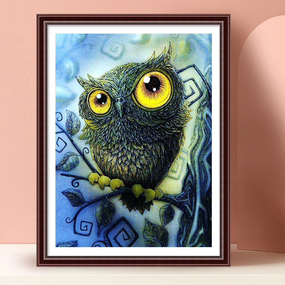 Big Eyed Owl - Full Square Drill Diamond Painting 30*40CM