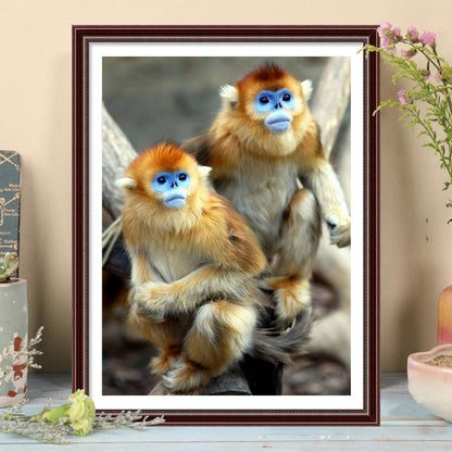 Blue Face Monkey - Full Square Drill Diamond Painting 30*40CM