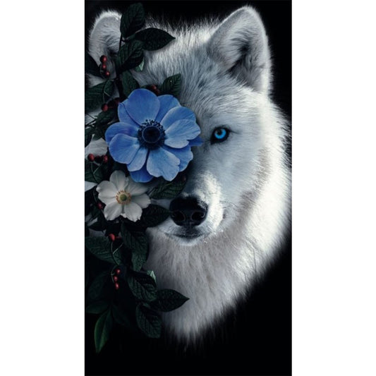 Flower Wolf - Full Round Drill Diamond Painting 40*80CM