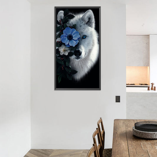 Flower Wolf - Full Round Drill Diamond Painting 40*80CM