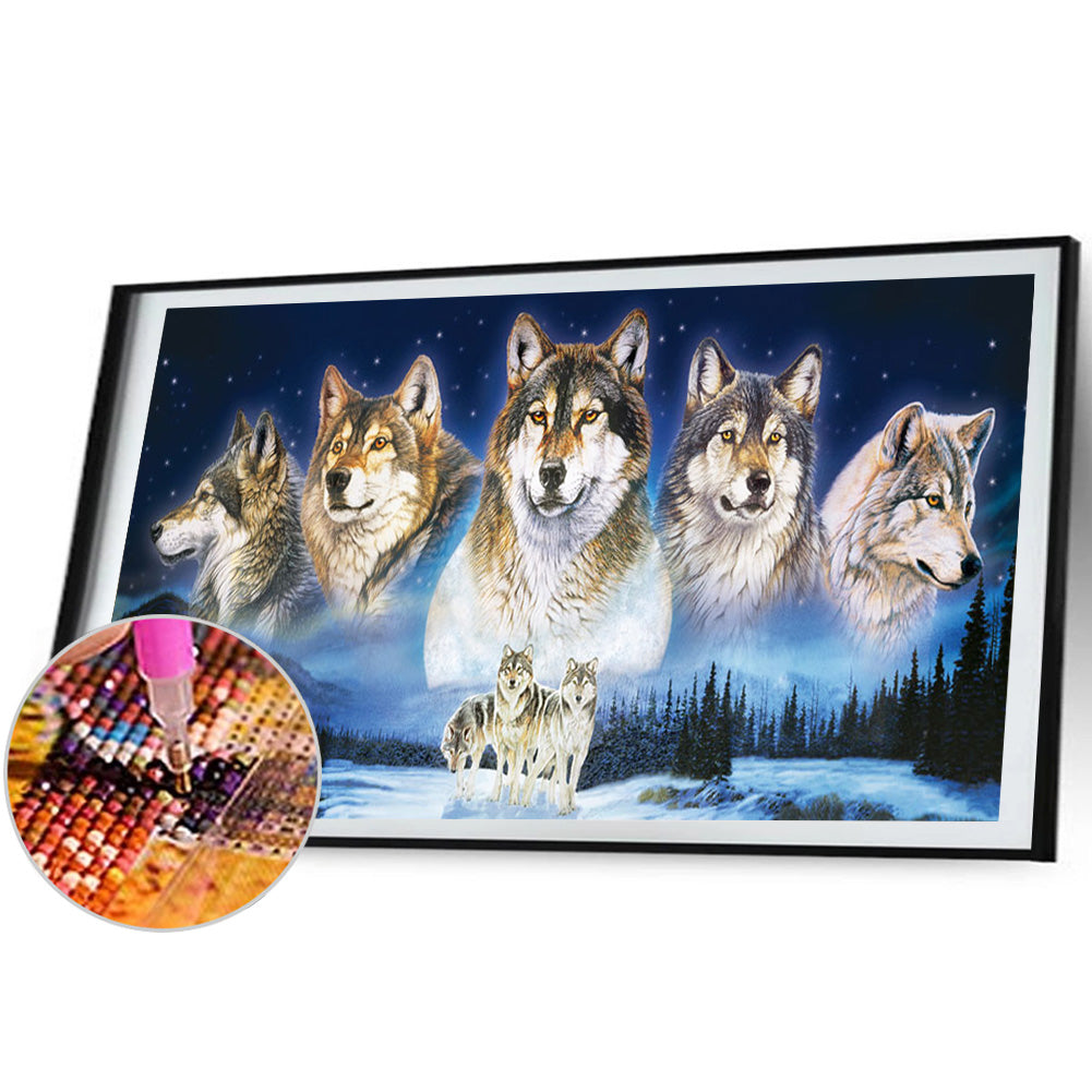 Wolf Pack - Full Round Drill Diamond Painting 80*40CM