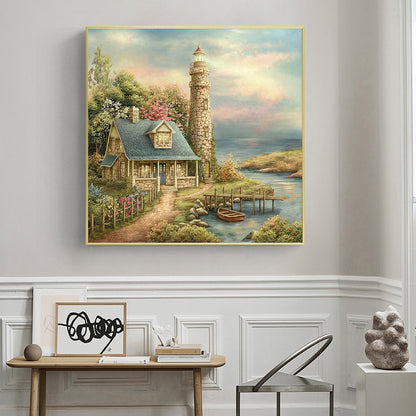 Lighthouse House - Full Round Drill Diamond Painting 50*50CM