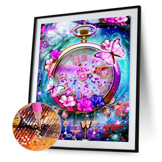 Beautiful Clock - Full Round Drill Diamond Painting 30*40CM