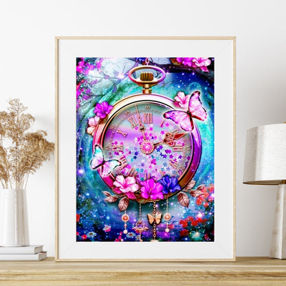 Beautiful Clock - Full Round Drill Diamond Painting 30*40CM