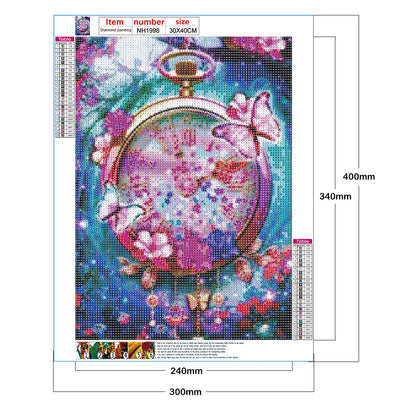 Beautiful Clock - Full Round Drill Diamond Painting 30*40CM