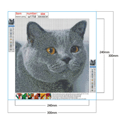Cat - Full Round Drill Diamond Painting 30*30CM