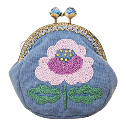 3pcs DIY Flowers Embroidered Clutch Women Snap Coin Purse Bags Kits