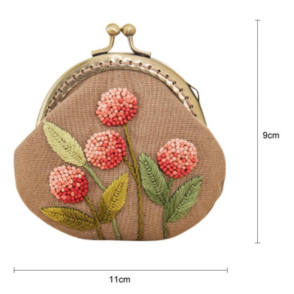 3pcs DIY Flowers Embroidered Clutch Women Snap Coin Purse Bags Kits