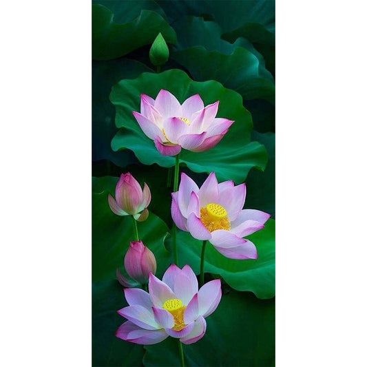 Lotus Flower - Full Round Drill Diamond Painting 40*80CM