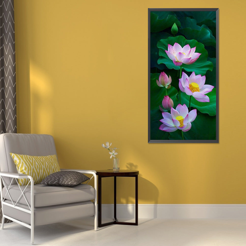 Lotus Flower - Full Round Drill Diamond Painting 40*80CM