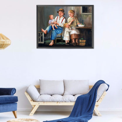 Oil Painting Couple - Full Round Drill Diamond Painting 40*30CM