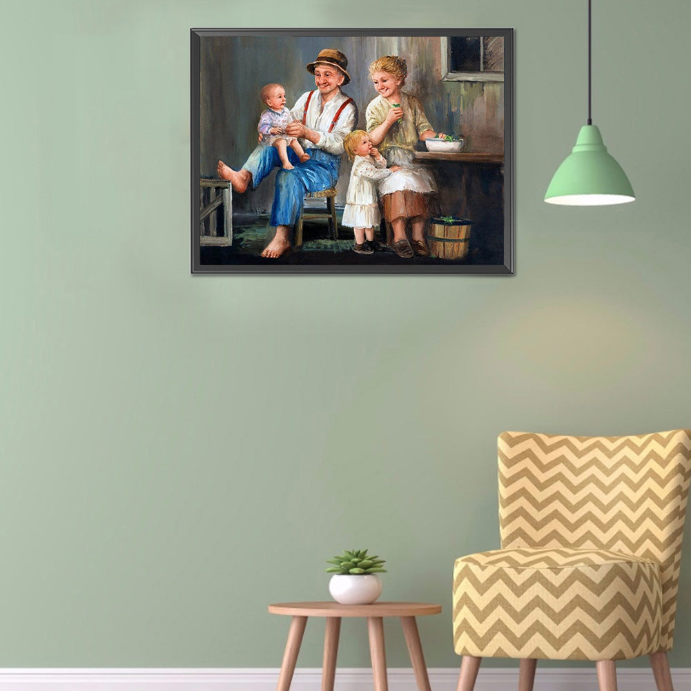 Oil Painting Couple - Full Round Drill Diamond Painting 40*30CM