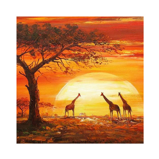 Sunset Giraffe - Full Round Drill Diamond Painting 30*30CM