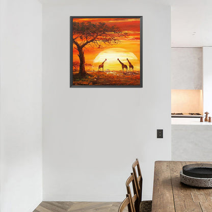 Sunset Giraffe - Full Round Drill Diamond Painting 30*30CM