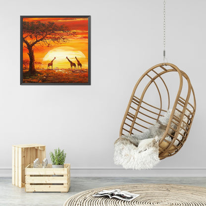 Sunset Giraffe - Full Round Drill Diamond Painting 30*30CM