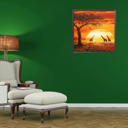 Sunset Giraffe - Full Round Drill Diamond Painting 30*30CM
