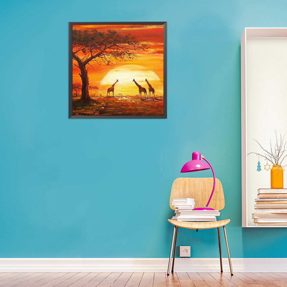 Sunset Giraffe - Full Round Drill Diamond Painting 30*30CM
