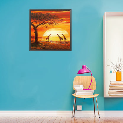 Sunset Giraffe - Full Round Drill Diamond Painting 30*30CM