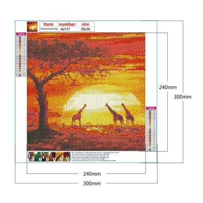 Sunset Giraffe - Full Round Drill Diamond Painting 30*30CM