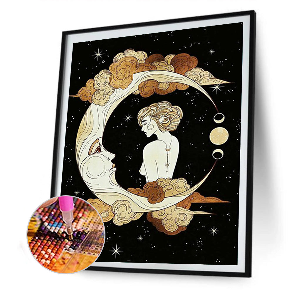 Moon Girl - Full Round Drill Diamond Painting 30*40CM