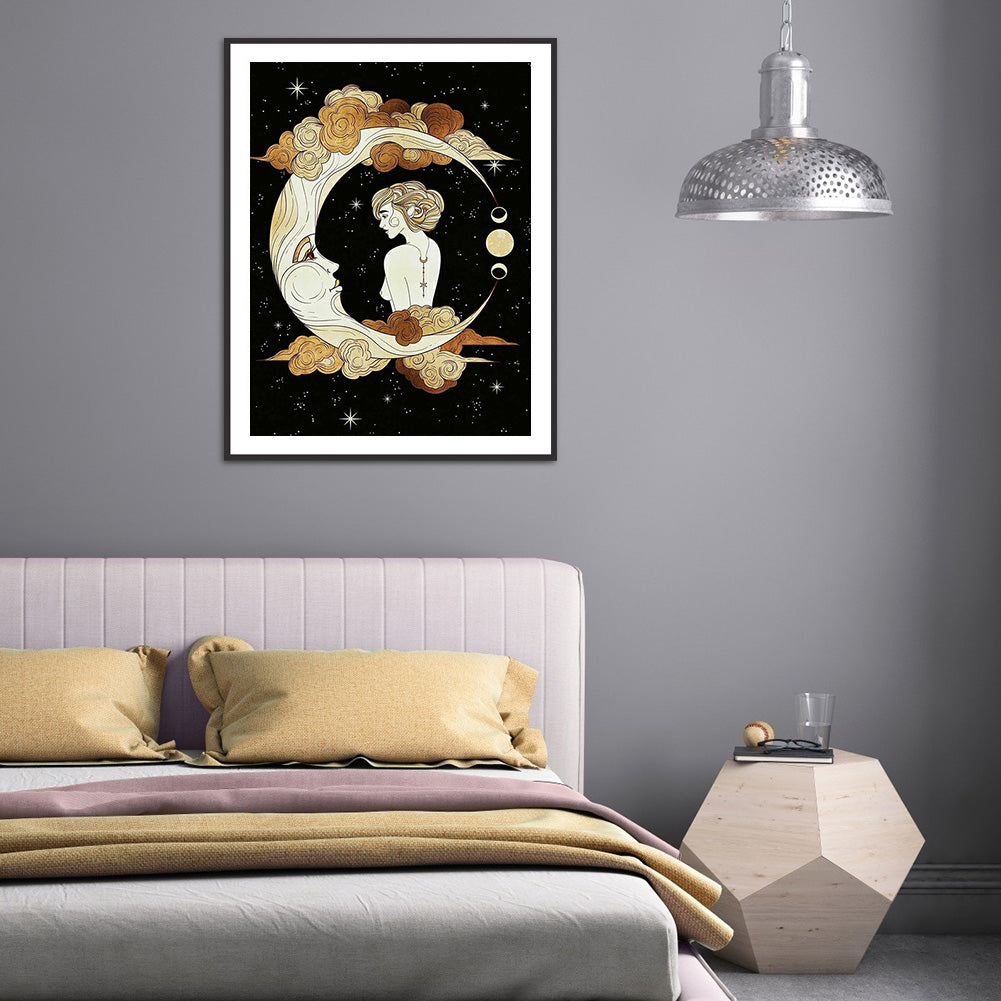 Moon Girl - Full Round Drill Diamond Painting 30*40CM