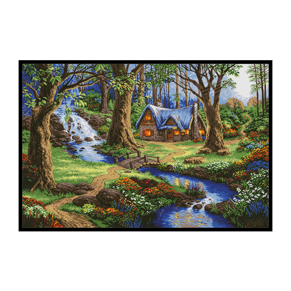 Forest Hut - 11CT Stamped Cross Stitch 60*40CM