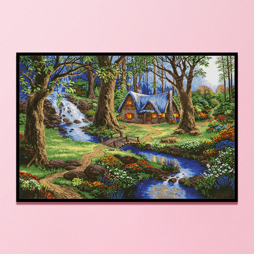 Forest Hut - 11CT Stamped Cross Stitch 60*40CM