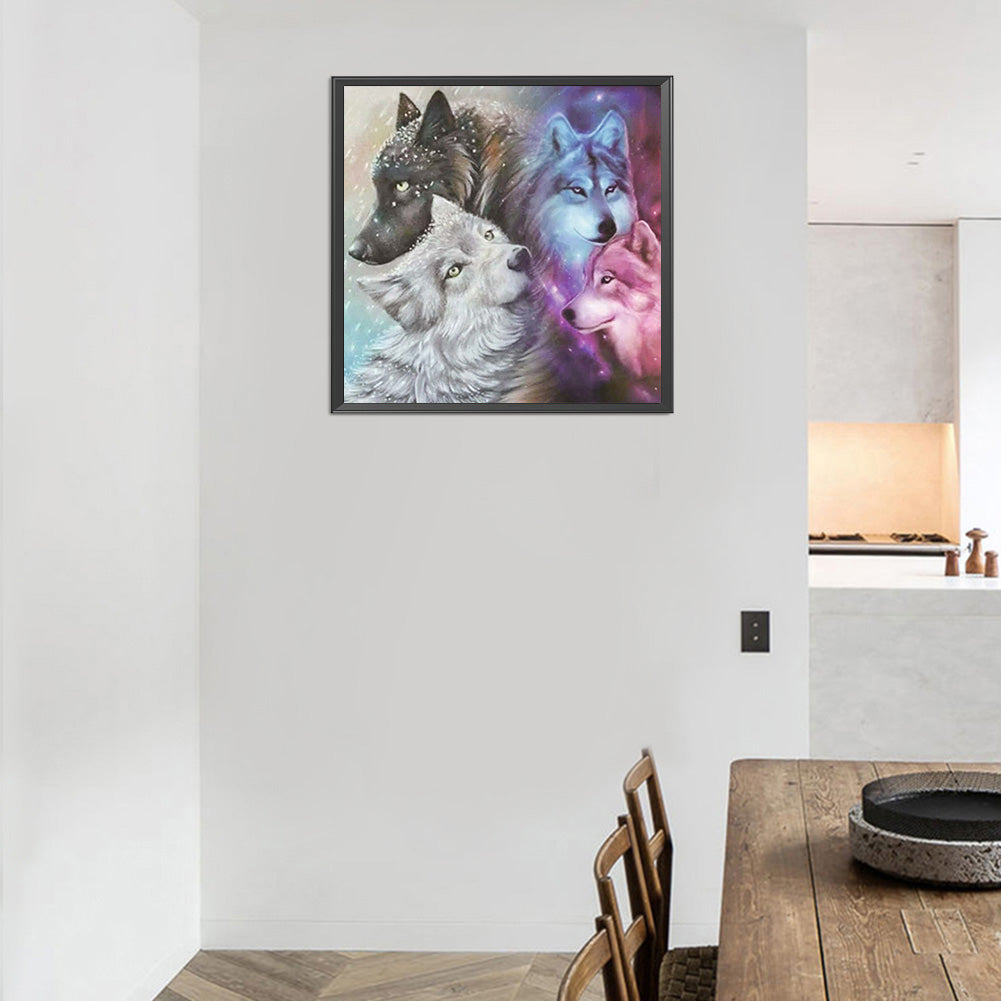 Flower Wolf - Full Round Drill Diamond Painting 50*50CM