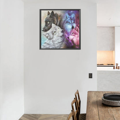 Flower Wolf - Full Round Drill Diamond Painting 50*50CM