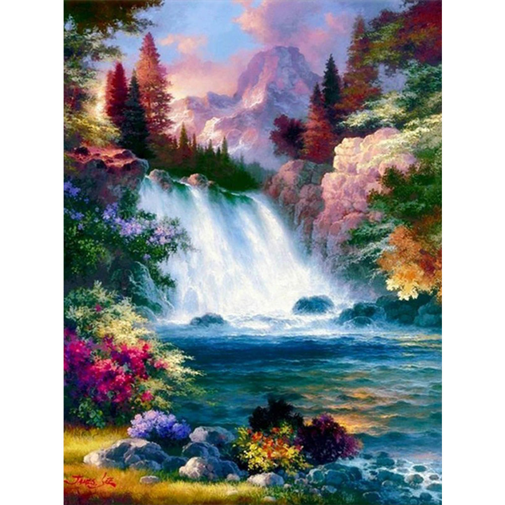 High Mountains And Flowing Water - Full Round Drill Diamond Painting 50*60CM